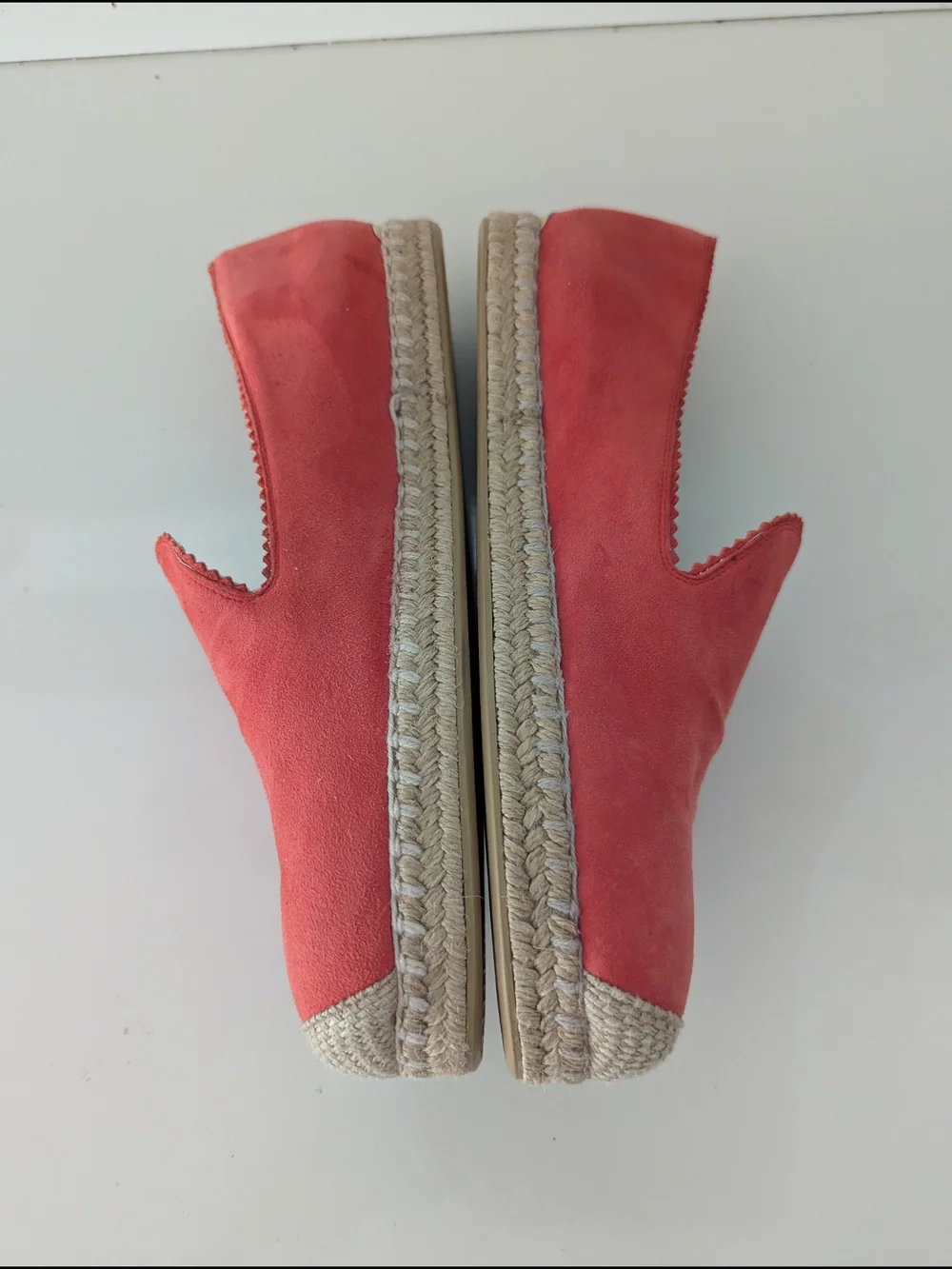 Women's Stuart Weitzman Coral Red Suede Espadrille Loafers Size 10 Shoes